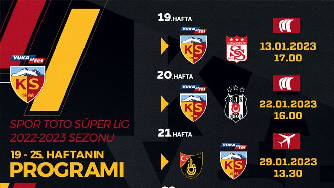 Yukatel Kayserispor’da 7 haftalık maç programı