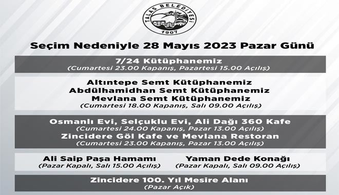  Talas Belediyesi’nin işletmelerine seçim ayarı