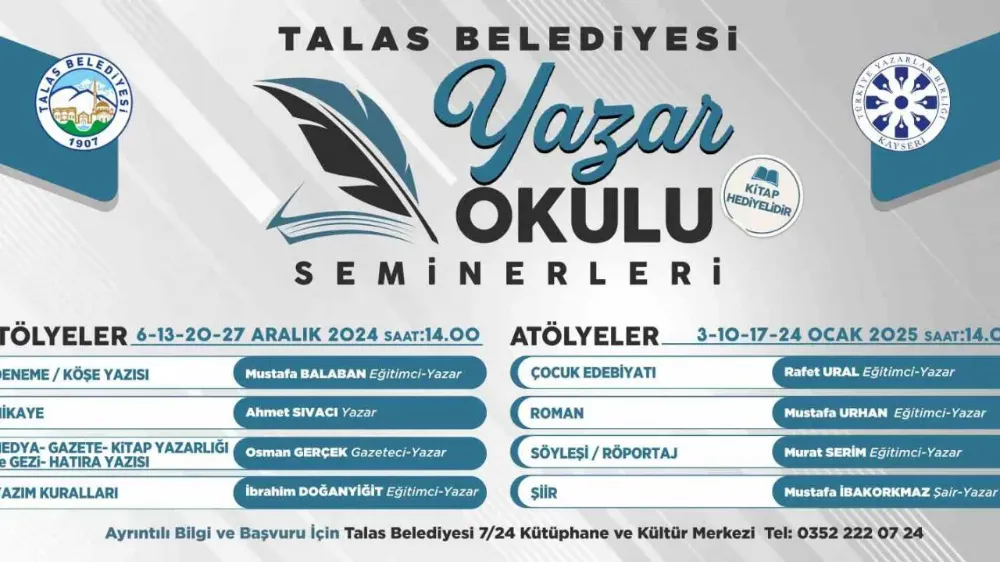 Talas yazar okulu seminerleri gençlere ışık tutacak