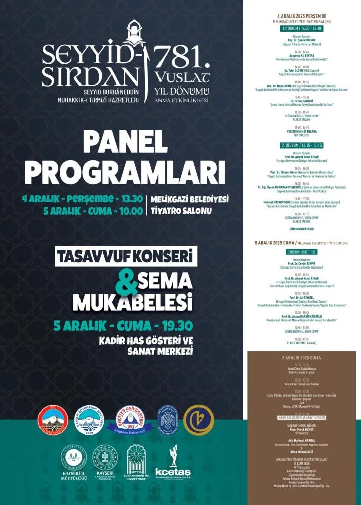  Seyyid Burhaneddin, vefatının 781. yıldönümünde anılacak