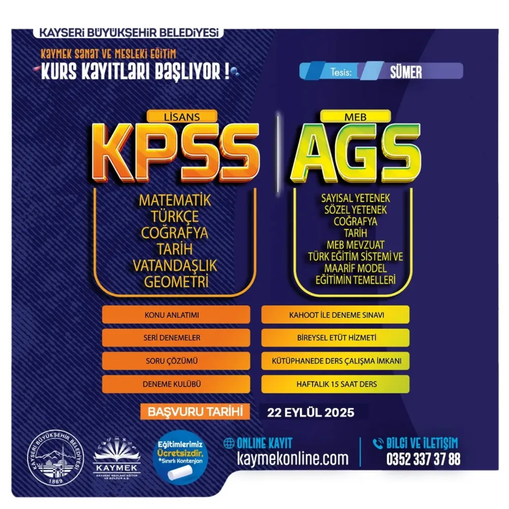 Büyükşehir KAYMEK’ten KPSS ve AGS kursu